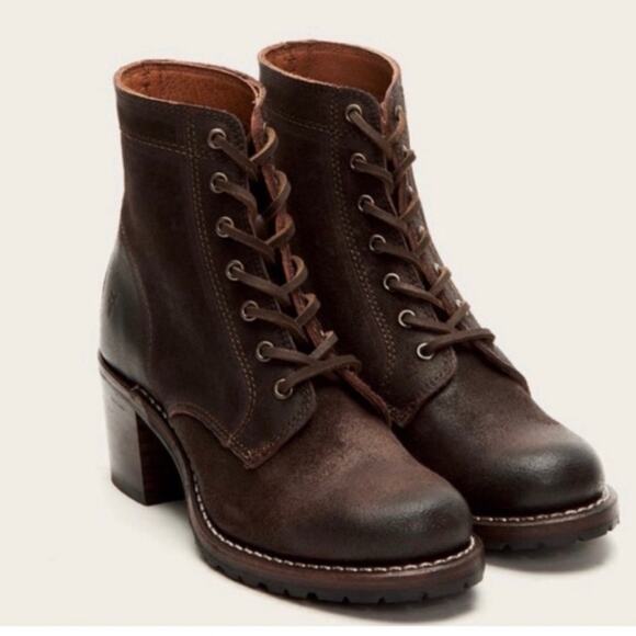 Frye Sabrina 6G Brown Lace Up Boot Size 9 - Picture 1 of 11